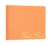 PATIKIL Livre d'or élégant de 22,9 x 17,8 cm, livre d'or de mariage élégant avec 50 feuilles vierges de 120 g/m² pour réceptions, anniversaires, funérailles, événements spéciaux, orange rouge