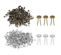 PATIKIL Lot de 1 000 mini attaches parisiennes en laiton, 4,5 x 8 mm, attaches parisiennes à tête ronde en métal pour loisirs créatifs, scrapbooking, fournitures de bricolage, bronze/argent