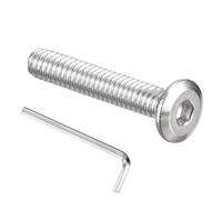 PATIKIL Lot de 10 boulons de meubles à tête plate hexagonale 1/4-20 x 3,8 cm en acier inoxydable 304 avec clé Allen hexagonale pour réparation de lit, assemblage de navire, industrie mécanique, argent