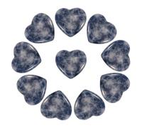PATIKIL Lot de 10 pierres de cristal naturelles en forme de cœur, 2 cm, mini pierres précieuses polies, pierres de poche gravées pour femme, cadeau de méditation, bleu et blanc