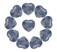 PATIKIL Lot de 10 pierres en cristal naturelles en forme de cœur, 2,5 cm d'épaisseur, mini pierres précieuses polies, pierres de poche gravées pour femme, cadeau de méditation, pierre de soude bleue