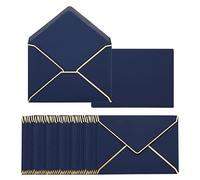 PATIKIL Lot de 100 enveloppes A7 à rabat en V avec bordure dorée pour bureau, cartes cadeaux de mariage, invitations, remise de diplôme (bleu)