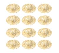 PATIKIL Lot de 12 mini chapeaux de paille miniatures tricotés de 6,6 cm pour maison de poupée, mini cowboy - Jolis bonnets tissés pour loisirs créatifs, costume, décoration, bijoux, accessoire