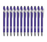 PATIKIL Lot de 12 stylos à bille 2 en 1 avec pointe de stylet - Encre noire - Pointe moyenne de 1,0 mm - Pour écrans tactiles - Style 1 - Violet