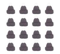 PATIKIL Lot de 16 mini chapeaux de Noël tricotés pour poupée miniature, loisirs créatifs, décoration de tricot, accessoires pour cheveux, artisanat, festival, ornements d'arbre - Gris foncé