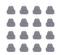 PATIKIL Lot de 16 mini chapeaux de Noël tricotés pour poupée miniature, loisirs créatifs, décoration de tricot, accessoires pour cheveux, artisanat, festival, ornements d'arbre - Gris
