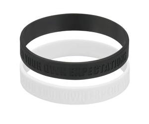 PATIKIL Lot de 2 bracelets de motivation en silicone avec texte « Nothing Impossible » - Pour entraînement de fitness, exercice, basket-ball, noir et blanc