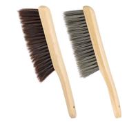 PATIKIL Lot de 2 brosses à main en bois de 33 cm à poils doux avec poignée pour cheminée, canapé, meubles, travail du bois, rédaction, gris marron