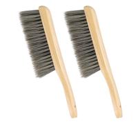 PATIKIL Lot de 2 brosses à main en bois de 33 cm à poils doux avec poignée pour cheminée, canapé, meubles, travail du bois, rédaction, gris