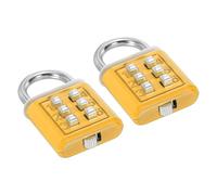 PATIKIL Lot de 2 Cadenas à Combinaison à 6 Chiffres Jaune | Cadenas à Mécanisme de Verrouillage à 3 Positions Par Bouton-Poussoir pour Sécurité Numérique pour Casier en Salle