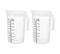 PATIKIL Lot de 2 gobelets gradués en plastique PP double face avec couvercle et bec verseur pour laboratoire, cuisine, maison - 1000 ml