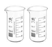 PATIKIL Lot de 2 gobelets hauts en verre borosilicate de 150 ml avec bec verseur pour cuisine, laboratoire, transit, ébullition