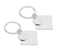 PATIKIL Lot de 2 Pièces d'Estampage en Métal, Plaques d'Estampage Carrées en Acier Inoxydable pour Porte-Clés à Graver au Laser, Ton Argent