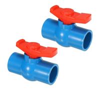 PATIKIL Lot De 2 Robinet À Bille De 32 Mm De Diamètre Intérieur Bleu/Rouge | Vannes D'Arrêt De Type À Emboîtement En Pvc, Avec Poignée Facile À Tourner, Pour Le Contrôle Du Débit D'Eau