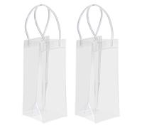PATIKIL Lot de 2 sacs à vin glacés, portables et pliables en PVC transparent avec poignées pour fête de champagne, boissons froides, bière froide, boissons réfrigérées, transparent