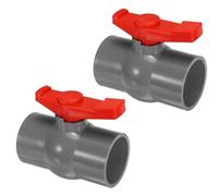 PATIKIL Lot De 2 Vanne À Bille De 63 Mm De Diamètre Intérieur Gris/Rouge | Vannes D'Arrêt De Type À Emboîtement, En Pvc Avec Poignée Facile À Tourner Pour Le Contrôle Du Débit D'Eau