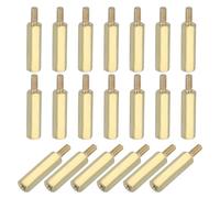 PATIKIL Lot de 20 entretoises hexagonales en laiton M2,5 x 17 + 6 mm - Filetage femelle - Pour drone FPV Quadcopter PCB carte mère - Vis en acier - Doré
