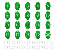 PATIKIL Lot de 20 étiquettes numérotées de 1 à 20 en aluminium avec porte-clés ovales pour organiseur, vente sur le terrain, cintres de vêtements, étiquettes d'identification, vert
