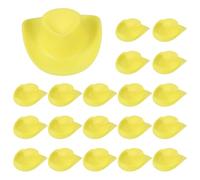 PATIKIL Lot de 20 mini chapeaux de cowboy en plastique jaune pour petite vache pour fille, mini chapeaux de fête, accessoires de décoration de fête, fournitures pour poupée, animaux en peluche