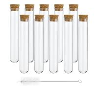PATIKIL Lot de 20 tubes à essai de 25 ml, 12 x 2 cm en verre transparent à fond rond avec bouchon pour perles, fête, bonbons, bain, sel, expériences scientifiques, propagation des plantes