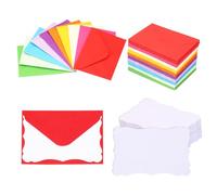 PATIKIL Lot de 200 Mini Enveloppes Colorées 3,7"x2,4" avec Cartes de Visite Blanches, Petites Cartes Indexées, Mots, Messages, Étiquettes en Papier Mini Dentelle