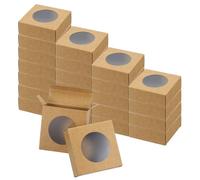 PATIKIL Lot De 24 Boîte À Savon En Papier 3x3x1.2" Avec Fenêtre Marron | Boîtes À Savon Faites Maison Pour Emballage De Cadeaux Ronds Pour Anniversaire Noël DIY Artisanat