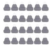PATIKIL Lot de 24 mini chapeaux de Noël tricotés pour poupée miniature, loisirs créatifs, décoration de tricot, accessoires pour cheveux, artisanat, festival, ornements d'arbre, gris