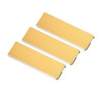 PATIKIL Lot de 3 badges vierges gravés de 6,9 x 2 cm, coins arrondis avec épingle, étiquette personnalisée pour bureau, entreprise, ton doré