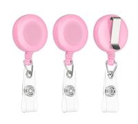 PATIKIL Lot de 3 enrouleurs de porte-badges rétractables avec clip et sangle en PVC transparent pour porte-clés, employés de bureau, enseignants, rose