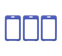 PATIKIL Lot de 3 Porte-Badges Transparents en Plastique, Double Face, avec Fenêtres Verticales, Clips de Protection pour Cartes de Crédit Et Cartes de Proximité, Bleu Vif