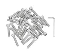 PATIKIL Lot de 30 vis à tête cylindrique à six pans creux, M6 x 30 mm, assortiment de vis à douille en acier inoxydable 304 18-8 avec clé hexagonale, filetage complet