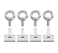 PATIKIL Lot de 4 boulons à œil M8 x 20 mm en acier inoxydable 304 avec écrous, ressort et rondelles plates pour accrocher des sangles d'arrimage en extérieur et intérieur