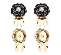 PATIKIL Lot de 4 boutons de manchette de 20 mm en alliage rose nacré avec pinces à clip pour robes, chemises, costumes, smokings, noir-doré