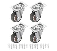 PATIKIL Lot de 4 roulettes pivotantes de 3,8 cm, plaque supérieure chromée TPR silencieuse, roue à 360° avec vis, capacité de charge totale de 60 kg, pour meubles, établi et chariot, marron
