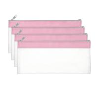 PATIKIL Lot de 4 sacs à billets en PVC transparent de 22 x 10 cm avec fermeture éclair pour pièces de monnaie, cosmétiques, factures, rose