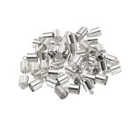 PATIKIL Lot de 50 embouts de cordon de 6,5 mm - Perles Kumihimo en laiton pour cordon en cuir, pompons, fabrication de bijoux - 7 mm de long - Blanc