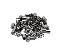 PATIKIL Lot de 50 embouts de cordon de 7,5 mm, embouts Kumihimo en laiton pour cordon en cuir, pompons, fabrication de bijoux, 8 mm de long, gris foncé