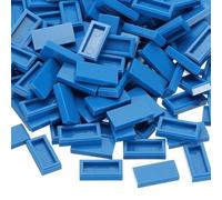 PATIKIL Lot de 555 blocs plats en vrac, 1 x 2 carreaux classiques bleus à surface lisse, mini blocs de construction, kits de briques compatibles pour la construction de sols, de murs, mosaïques