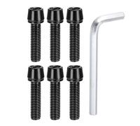 PATIKIL Lot de 6 boulons de tige de vélo M5 x 20 mm, vis hexagonales coniques avec rondelles et clé pour BMX, VTT, vélo de route, noir