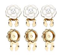 PATIKIL Lot de 6 boutons de manchette de 20 mm en alliage rose nacré détachable à clipser pour robes, chemises, chemisiers, costumes, smokings, blanc et doré