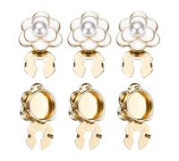 PATIKIL Lot de 6 boutons de manchette de 23 mm en alliage rose nacré détachable à clipser pour robes, chemises, chemisiers, costumes, smokings, blanc et doré