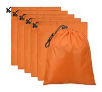 PATIKIL Lot de 6 sacs de rangement de voyage avec bascule, 15,2 x 20,3 cm, imperméables en polyester 210D avec cordon de serrage, pour gym, voyage, randonnée, yoga, chaussures - Orange