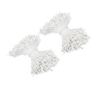 PATIKIL Lot de 700 étamines de fleurs artificielles à double tête - 2 mm - Pistil Perles mates - Pour loisirs créatifs, carte de Noël, décoration de mariage - Blanc