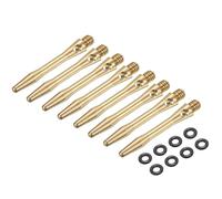 PATIKIL Lot de 8 tiges de fléchettes en aluminium de 35 mm, filetage 2BA, accessoires de rechange avec anneaux en caoutchouc pour pointe en acier, ton cuivre