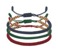PATIKIL Lucky Lot de 3 bracelets ronds en corde tressée faits à la main, bracelets de protection pour prière et anniversaire de mariage, couleurs mélangées vert foncé/bleu marine/rouge vin