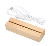 PATIKIL Lumière LED, rectangulaire en bois 11,8 x 0,5 cm, support de base d'affichage pour veilleuse en acrylique, art cristal, couleur bois