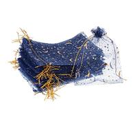 PATIKIL Lune Étoile Imprimé Organza Sacs, 100 Pcs 7.09x5.1 Pouce Cordon Coulissant Mini Pochettes Favoriser Cadeau Bonbons Bijoux Sacs pour Fête Mariage, Marin Bleu