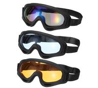 PATIKIL Lunettes de Moto Tout-Terrain, 3 Paires de Lunettes de Moto, de VTT, de Ski, de Casque de Course Coupe-Vent pour L'Alpinisme, Le Ski, Noir avec Verres Colorés/Orange/Bleus