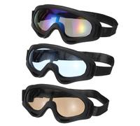 PATIKIL Lunettes de Moto Tout-Terrain, 3 Paires de Lunettes de VTT, de Ski, de Casque de Course Coupe-Vent pour L'Alpinisme, Le Ski, La Conduite, Noir avec Verres Colorés/Marron/Bleus