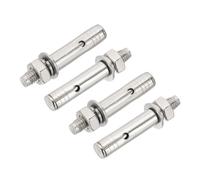 PATIKIL M10 x 60mm 304 Acier Inoxydable Chevilles À Expansion, 4 Pcs Hex Externe Vis À Expansion Boulon Manchong Allongé Pour Projets De Construction Béton Placoplâtre, Silver